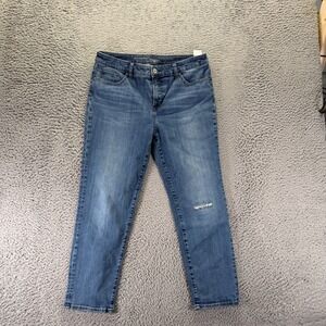 Chico's So Slimming Jeans Womens 10 Blue Cotton Denim Cropped Slim Girlfriend